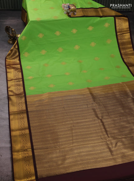 Green & Maroon Semi Kanchipuram Silk - Korvai