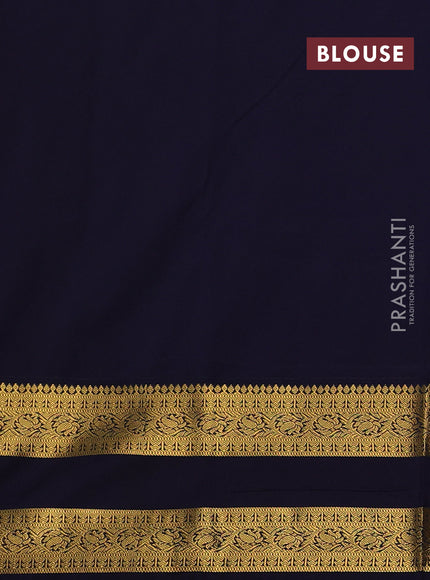 Beige & Navy Blue Semi Kanchipuram Silk - Korvai
