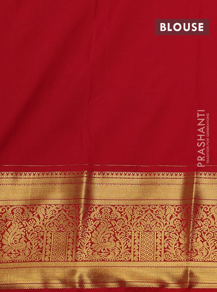 Green & Red Semi Kanchipuram Silk - Korvai