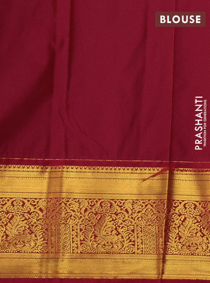 Mustard Yellow & Maroon Semi Kanchipuram Silk - Korvai