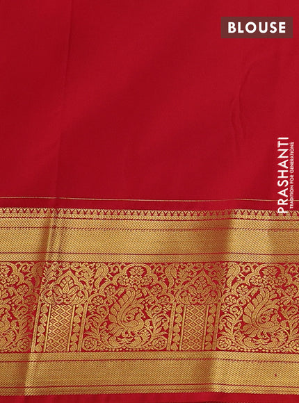 Blue & Red Semi Kanchipuram Silk - Korvai