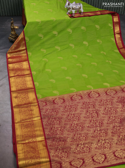 Green & Maroon Semi Kanchipuram Silk - Korvai