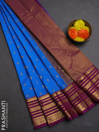 Cs Blue & Purple Semi Kanchipuram Silk - Korvai