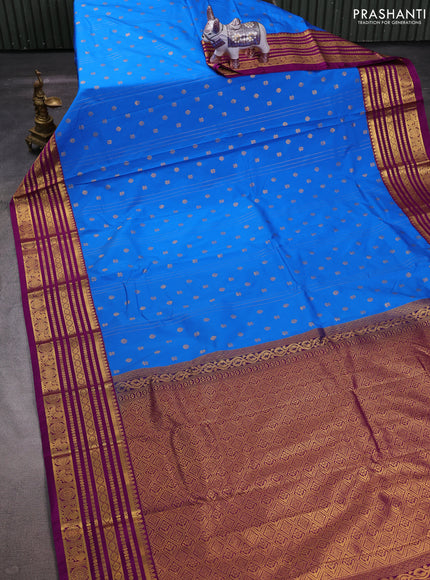 Cs Blue & Purple Semi Kanchipuram Silk - Korvai