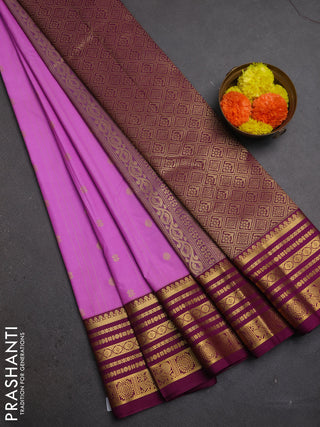 Lavender & Purple Semi Kanchipuram Silk - Korvai