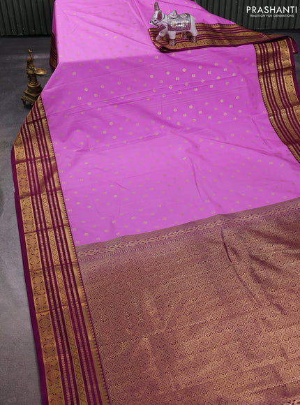 Lavender & Purple Semi Kanchipuram Silk - Korvai