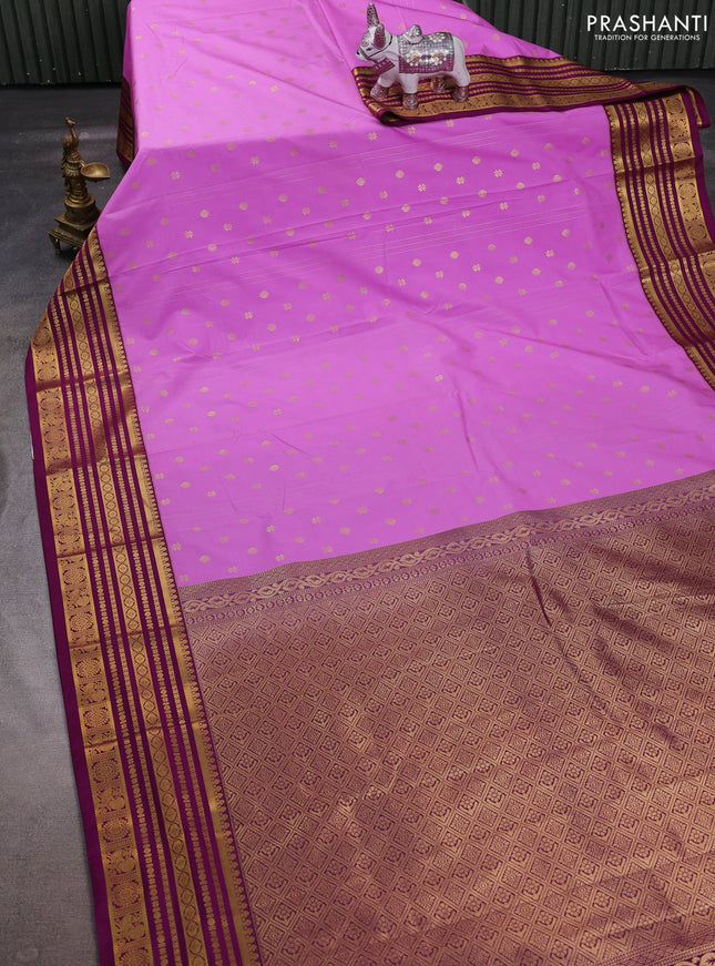 Lavender & Purple Semi Kanchipuram Silk - Korvai