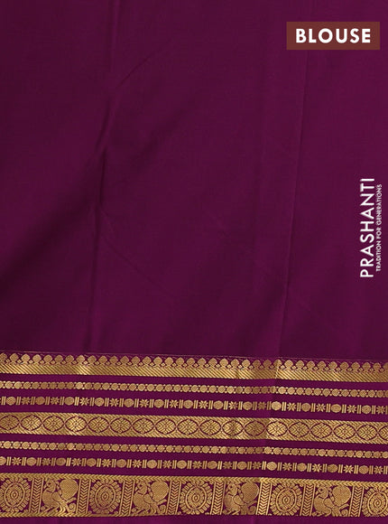 Mustard Yellow & Purple Semi Kanchipuram Silk - Korvai