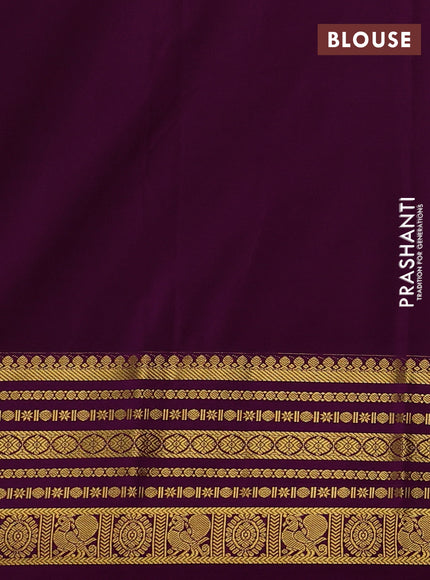 Green & Purple Semi Kanchipuram Silk - Korvai