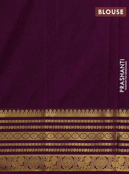 Peach Pink & Purple Semi Kanchipuram Silk - Korvai