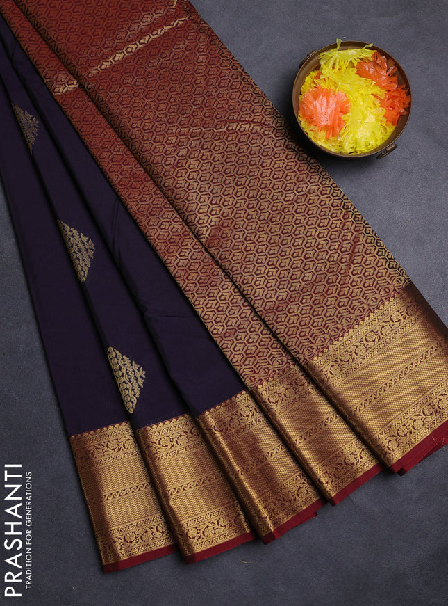 Violet & Maroon Semi Kanchipuram Silk - Korvai