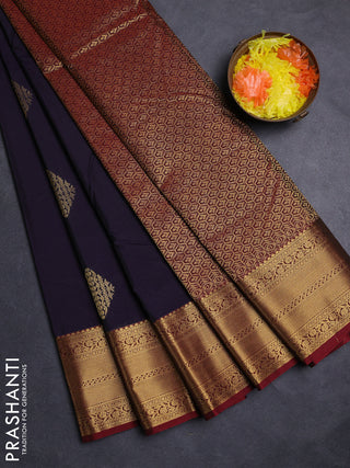 Violet & Maroon Semi Kanchipuram Silk - Korvai