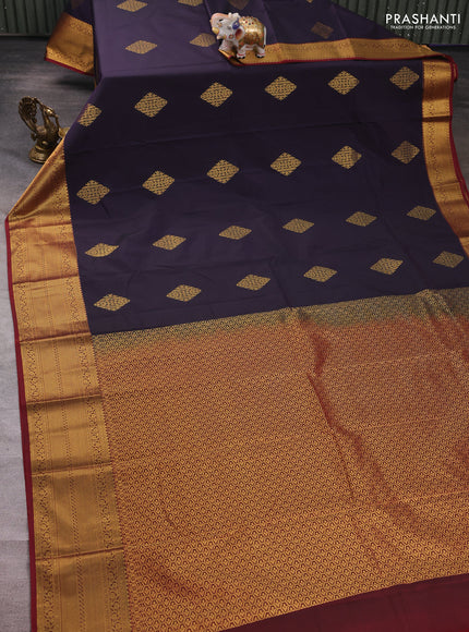 Violet & Maroon Semi Kanchipuram Silk - Korvai