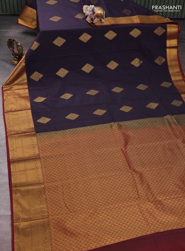 Violet & Maroon Semi Kanchipuram Silk - Korvai