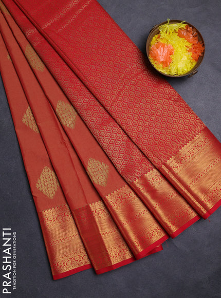 Rust  & Red Semi Kanchipuram Silk - Korvai