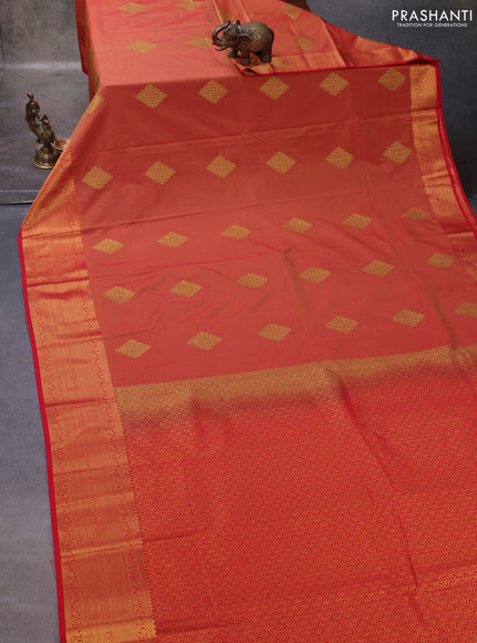 Rust  & Red Semi Kanchipuram Silk - Korvai
