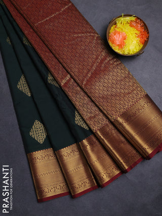 Green & Maroon Semi Kanchipuram Silk - Korvai