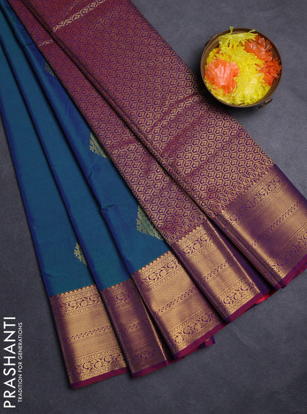 Blue & Maroon Semi Kanchipuram Silk - Korvai