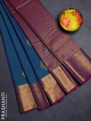 Blue & Maroon Semi Kanchipuram Silk - Korvai