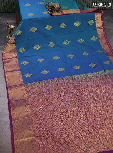 Blue & Maroon Semi Kanchipuram Silk - Korvai