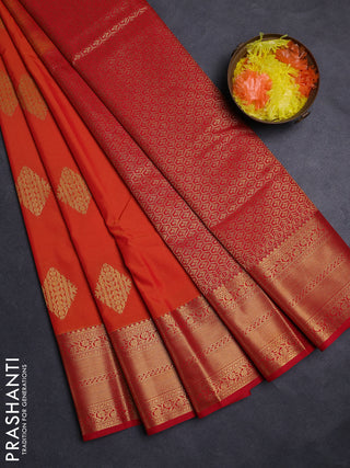 Orange & Red Semi Kanchipuram Silk - Korvai