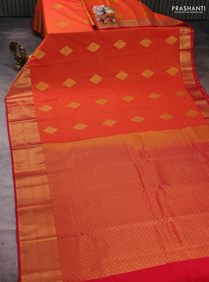 Orange & Red Semi Kanchipuram Silk - Korvai