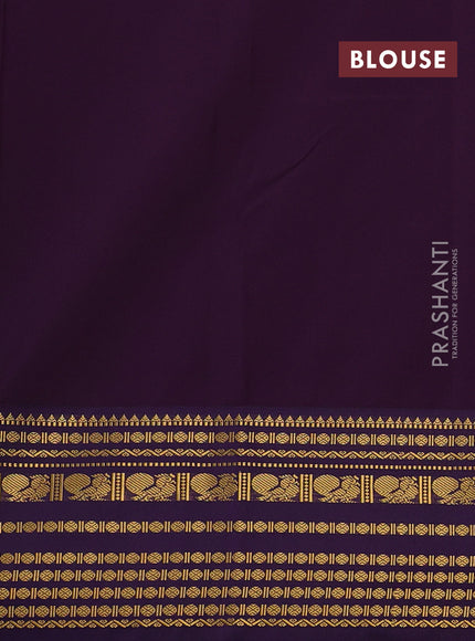 Teal Blue & Violet Semi Kanchipuram Silk - Korvai