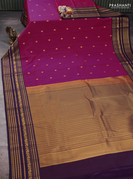 Magenta Pink & Violet Semi Kanchipuram Silk - Korvai
