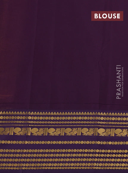Mustard Yellow & Violet Semi Kanchipuram Silk - Korvai
