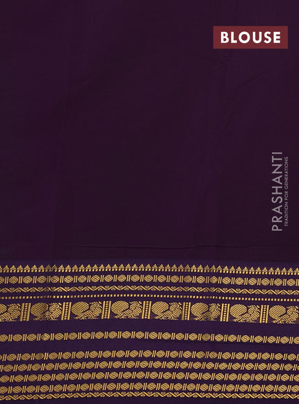 Green & Violet Semi Kanchipuram Silk - Korvai