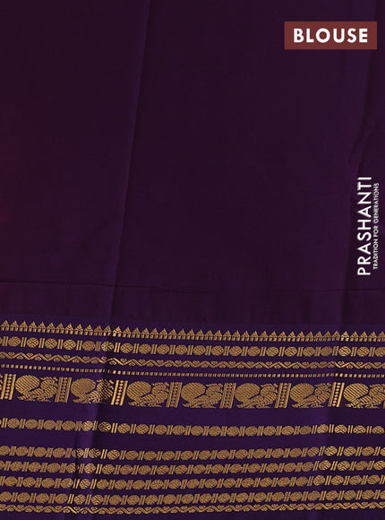 Orange & Violet Semi Kanchipuram Silk - Korvai