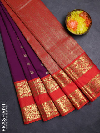 Purple & Orange Semi Kanchipuram Silk - Korvai