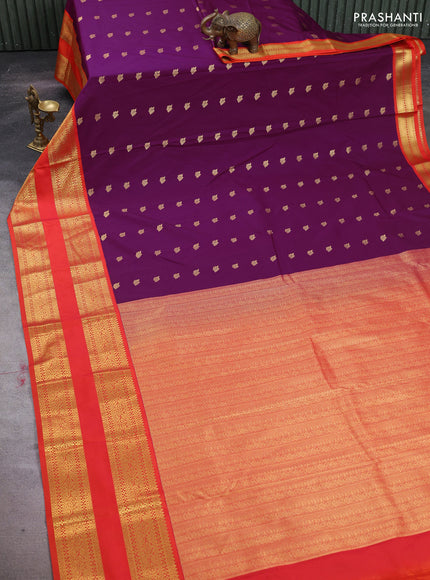 Purple & Orange Semi Kanchipuram Silk - Korvai