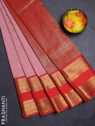 Pastel Pink & Orange Semi Kanchipuram Silk - Korvai