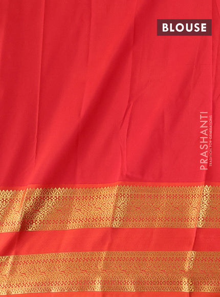 Navy Blue & Orange Semi Kanchipuram Silk - Korvai