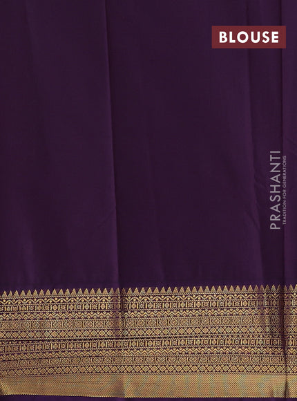 Cream & Violet Semi Kanchipuram Silk - Korvai