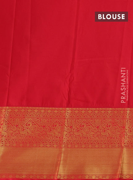 Blue & Red Semi Kanchipuram Silk - Korvai