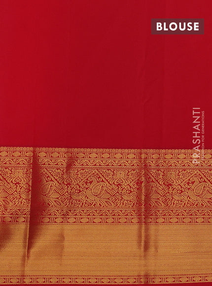 Peach Pink & Red Semi Kanchipuram Silk - Korvai