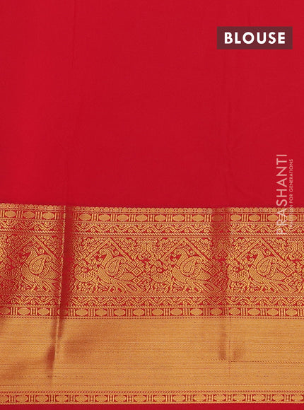 Blue & Red Semi Kanchipuram Silk - Korvai