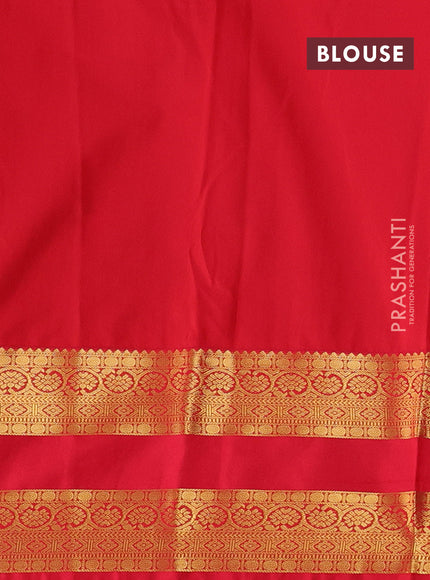 Teal Green & Red Semi Kanchipuram Silk - Korvai