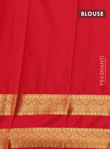 Pastel Pink & Red Semi Kanchipuram Silk - Korvai