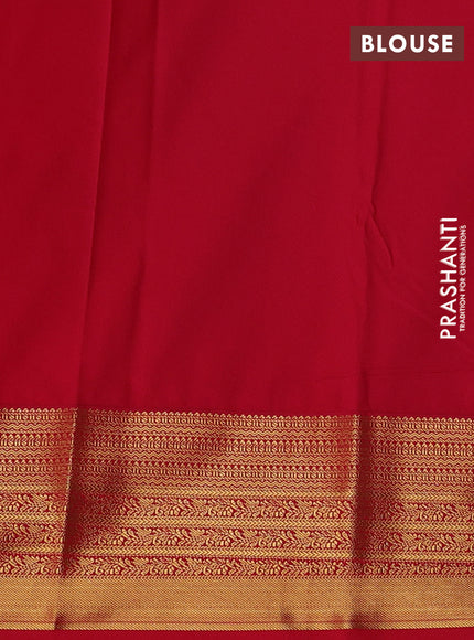 Teal Green & Red Semi Kanchipuram Silk - Korvai