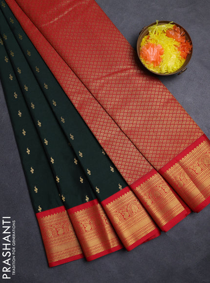 Green & Red Semi Kanchipuram Silk - Korvai