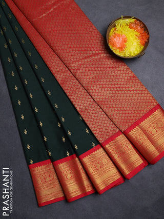 Green & Red Semi Kanchipuram Silk - Korvai