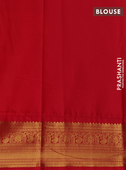 Green & Red Semi Kanchipuram Silk - Korvai