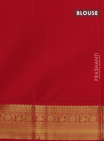 Green & Red Semi Kanchipuram Silk - Korvai