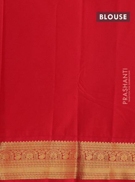 Blue & Red Semi Kanchipuram Silk - Korvai