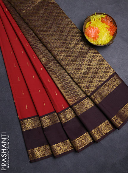 Maroon & Coffee Brown Semi Kanchipuram Silk - Korvai