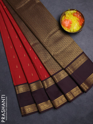 Maroon & Coffee Brown Semi Kanchipuram Silk - Korvai