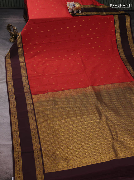 Maroon & Coffee Brown Semi Kanchipuram Silk - Korvai
